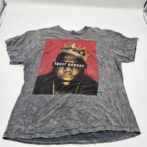 Notorious BIG T Shirt Mens XL Gray Mineral Wash‎ Trust Nobody Crown Graphic Tee